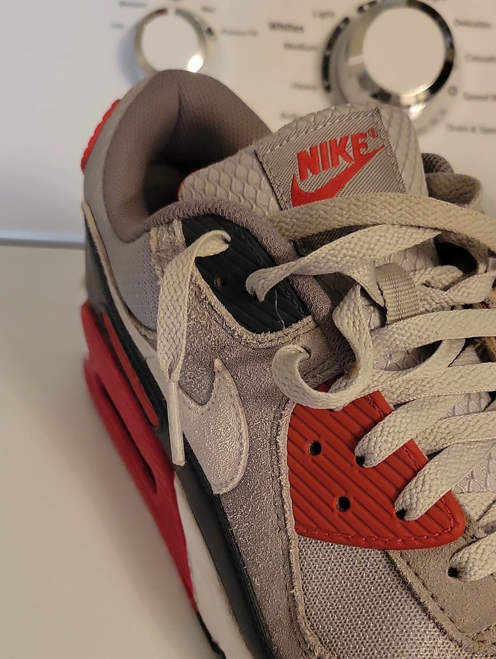 Mens Nike Air Max 90 Grey Red Blue Size 12 Used No Box!
